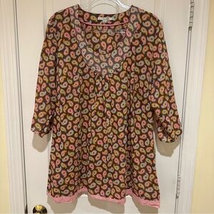 Boden Toulon Paisley Floral Printed Tunic Top Blouse Size 16
